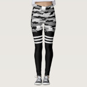 Leggings met zwarte grijze kamouflage (Voorkant)