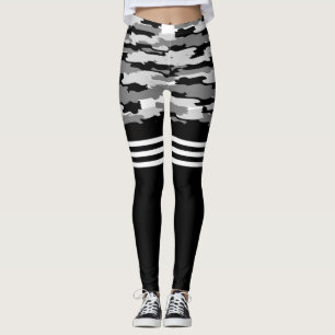 Leggings met zwarte grijze kamouflage