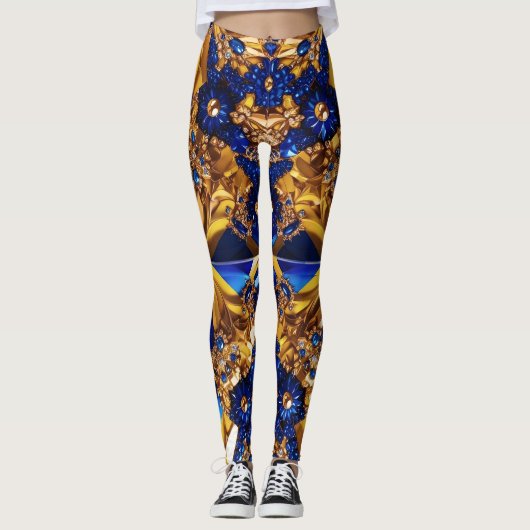 Leggings met Zweden Kleuren ontwerp (Voorkant)