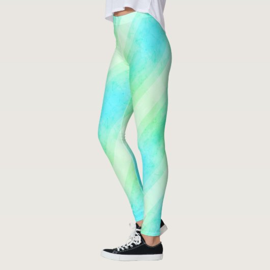 Leggings moderne blauwe gele strepen (Links)