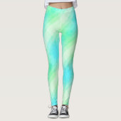 Leggings moderne blauwe gele strepen (Voorkant)