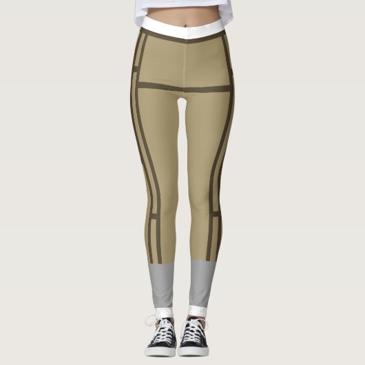 Leggings Mondriaan Geïnspireerd Beige Brown 1 (Voorkant)