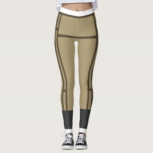 Leggings Mondriaan Geïnspireerd Beige Brown 2 (Voorkant)