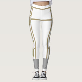 Leggings Mondriaan Geïnspireerd Wit Beige 1