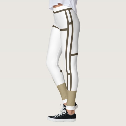 Leggings Mondriaan Geïnspireerd Wit Bruin 3 (Links)