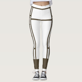 Leggings Mondriaan Geïnspireerd Wit Bruin 4