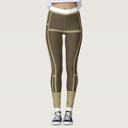 Leggings Mondrian Geïnspired Brown Beige 3 (Voorkant)