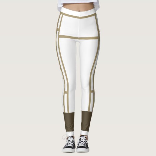 Leggings Mondrian Geïnspireerd White Beige 3 (Voorkant)