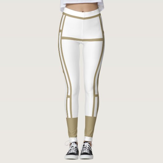 Leggings Mondrian Geïnspireerd White Beige 4 (Voorkant)
