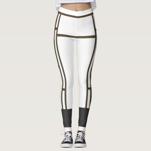 Leggings Mondrian White Brown 2 (Voorkant)