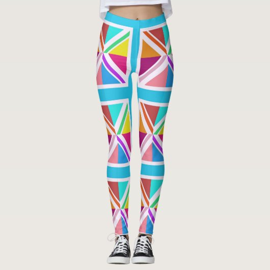 Leggings - Multi gekleurde Union Jack Flag (Voorkant)