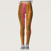 Leggings Multicolor Stripes met Faux Gold Stars (Voorkant)