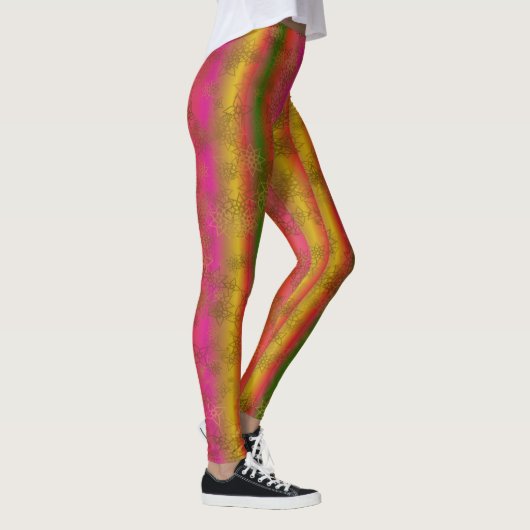 Leggings Multicolor Stripes met Faux Gold Stars (Rechts)
