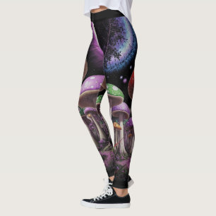 Leggings - Night Time Mushroom Fantasy Art
