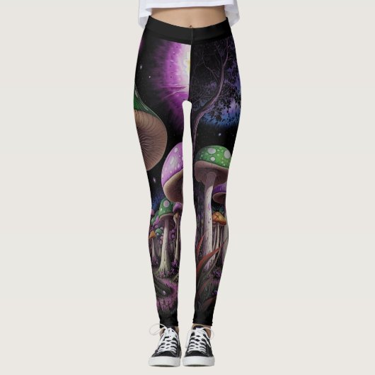 Leggings - Night Time Mushroom Fantasy Art (Voorkant)