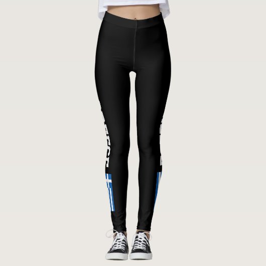 Leggings onder Griekse vlag voor sportfitness (Voorkant)