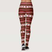 Leggings op feestdag rood en groen Fair Isle (Achterkant)