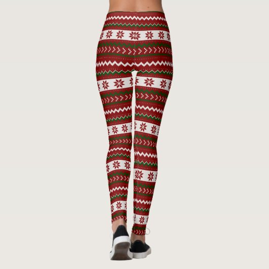 Leggings op feestdag rood en groen Fair Isle (Achterkant)