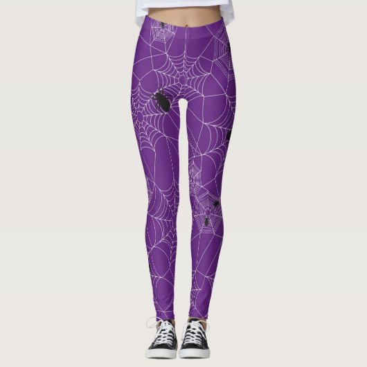 Leggings op het web van Halloween Spider - Paars (Voorkant)