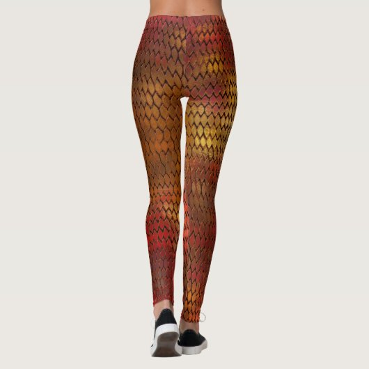 Leggings Oranje drakenschalen (Achterkant)