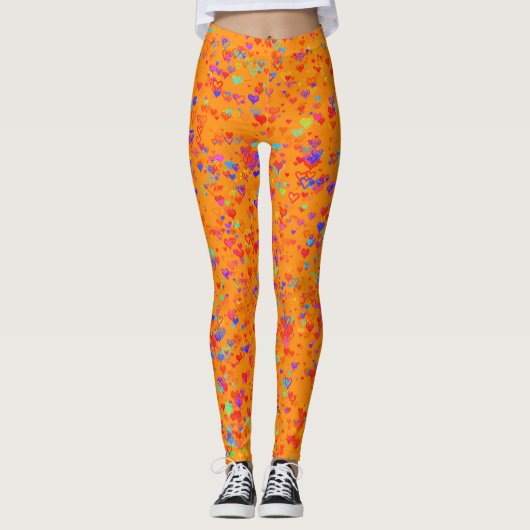 Leggings Oranje ontwerp met hart (Voorkant)