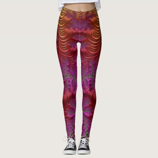 Leggings ~oranje paarse zany ~ Origineel (Voorkant)