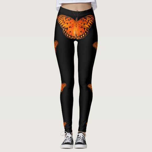 Leggings oranje vlinder in het donker (Voorkant)