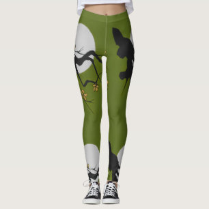Leggings-Orig. Art Asian Branch/Green/Black/White Leggings