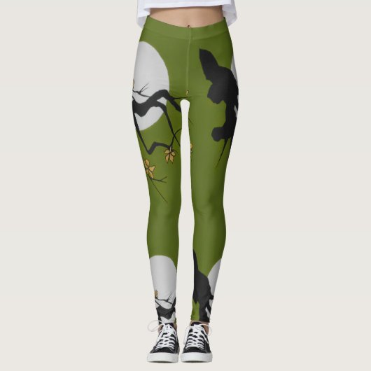Leggings-Orig. Art Asian Branch/Green/Black/White Leggings (Voorkant)