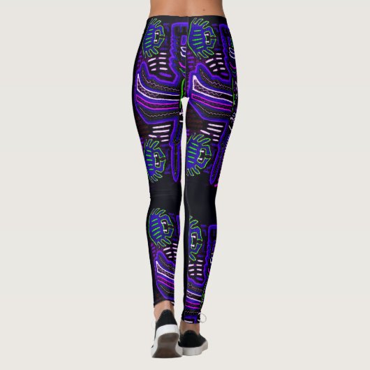 Leggings Paars en blauw Mola-afbeelding (Achterkant)