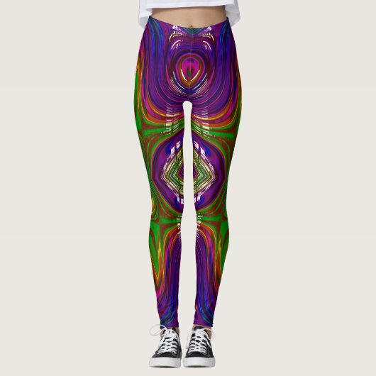Leggings ~ paars groen roze ~ Origineel (Voorkant)
