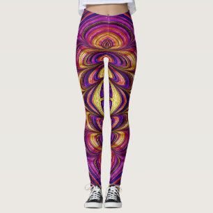 Leggings ~paars roze geel ~ Origineel