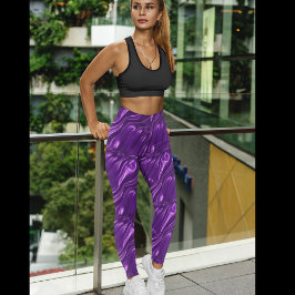 Leggings Paars Satin Patroon -