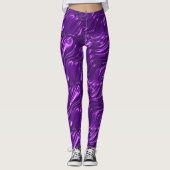 Leggings Paars Satin Patroon -  (Voorkant)