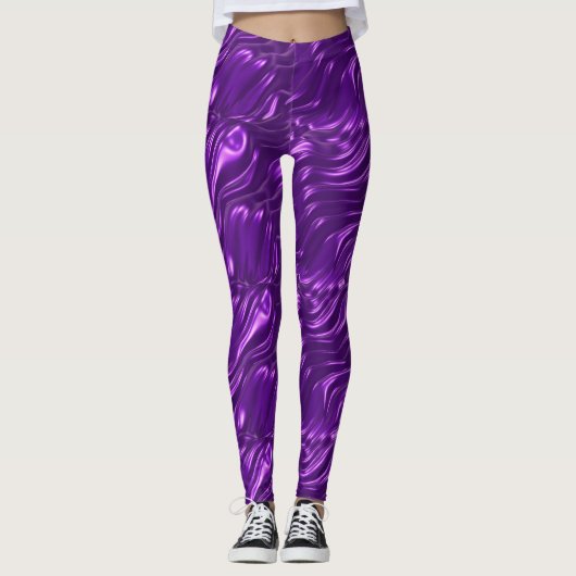Leggings Paars Satin Patroon - (Voorkant)