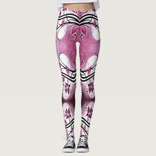 Leggings paarse batik abstract motief (Voorkant)
