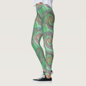 LEGGINGS - Paarse Krullen Over Groen Kruldesign (Links)