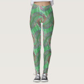LEGGINGS - Paarse Krullen Over Groen Kruldesign (Voorkant)