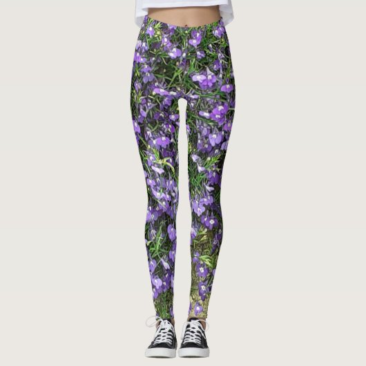 Leggings Paarse lentevloeren (Voorkant)