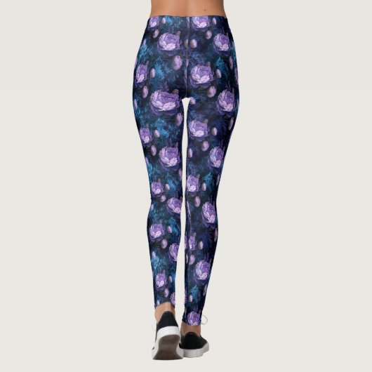 Leggings Paarse Peony Flowers (Achterkant)