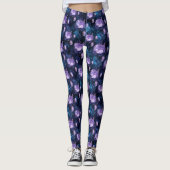Leggings Paarse Peony Flowers (Voorkant)