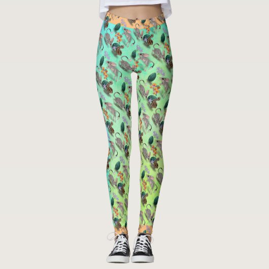 Leggings Pasen Bilby en Australian Flowers (Voorkant)