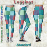 LEGGINGS - "Patchwork of Colorful Squares<br><div class="desc">Een lappendeken-stijl afbeelding van Kleurrijke Vierkantjes die op deze Leggings worden kenmerkt. Verkrijgbaar in vijf vrouwengrootten (XS, S, M, L, XL). Zie hieronder de beschrijving "Over dit Product" voor algemene grootte en productinfo, het laarswerk-stijl afbeelding behandelt het volledige paar leggings door gebrek. Het kan niet worden verwijderd of vervangen. Aanpassen/personaliseren...</div>