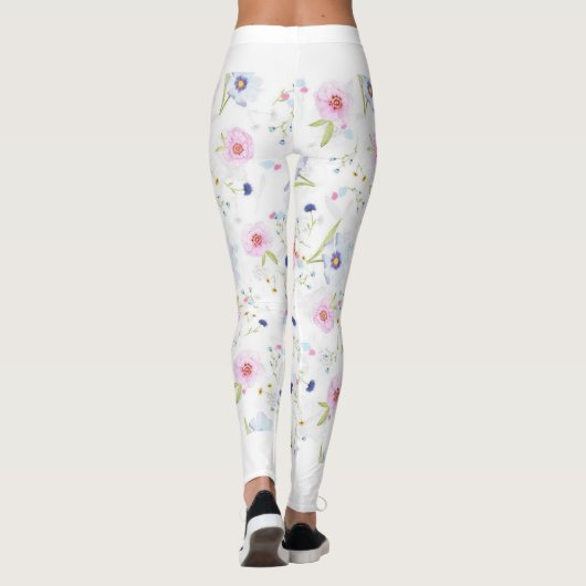 Leggings patroon flora, zwart-wit (Achterkant)