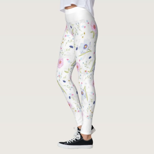 Leggings patroon flora, zwart-wit (Links)