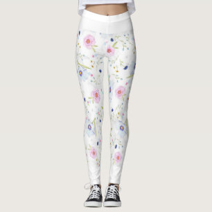 Leggings patroon flora zwart-wit