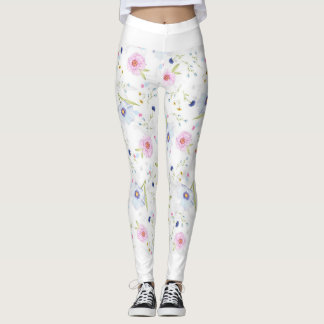 Leggings patroon flora, zwart-wit