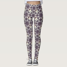 Leggings - Quiltpatroon in Paarse en witte