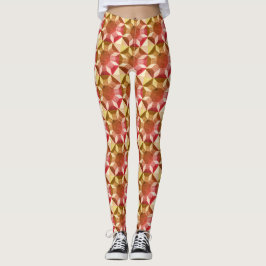 Leggings - Quiltpatroon in rood en geel