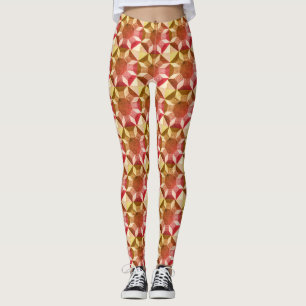 Leggings - Quiltpatroon in rood en geel